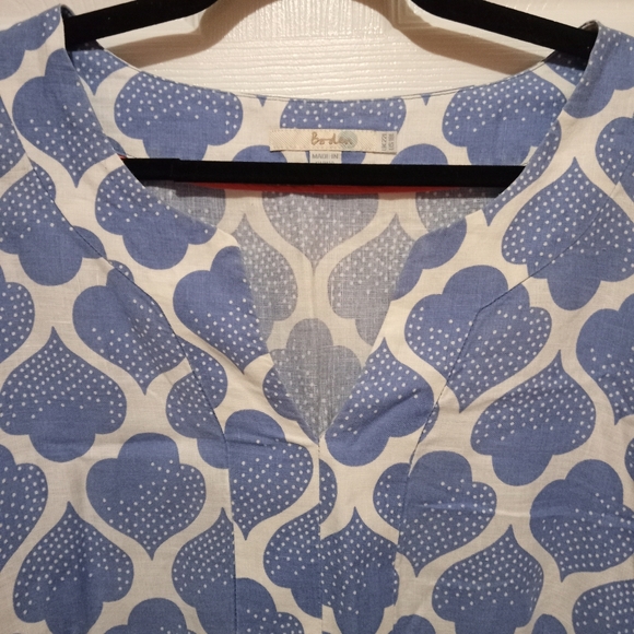 Boden 100% Linen Blue & White Midi Dress Women's Size 18L - Picture 6 of 9